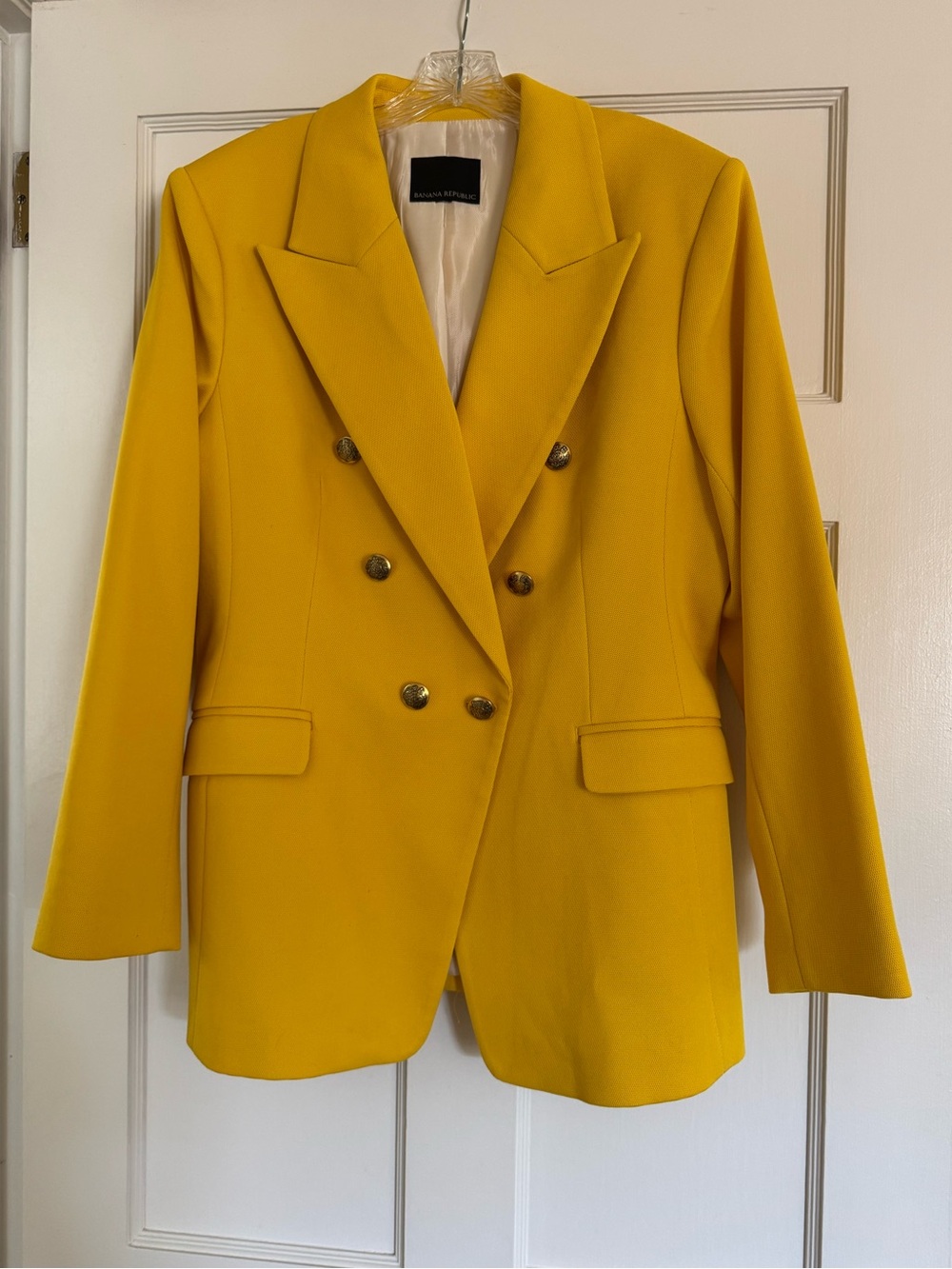 Banana Republic - Yellow, Double-Breasted Crest Button Blazer